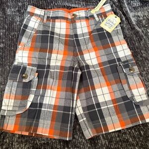 Faded Glory Orange and Gray Plaid Shorts